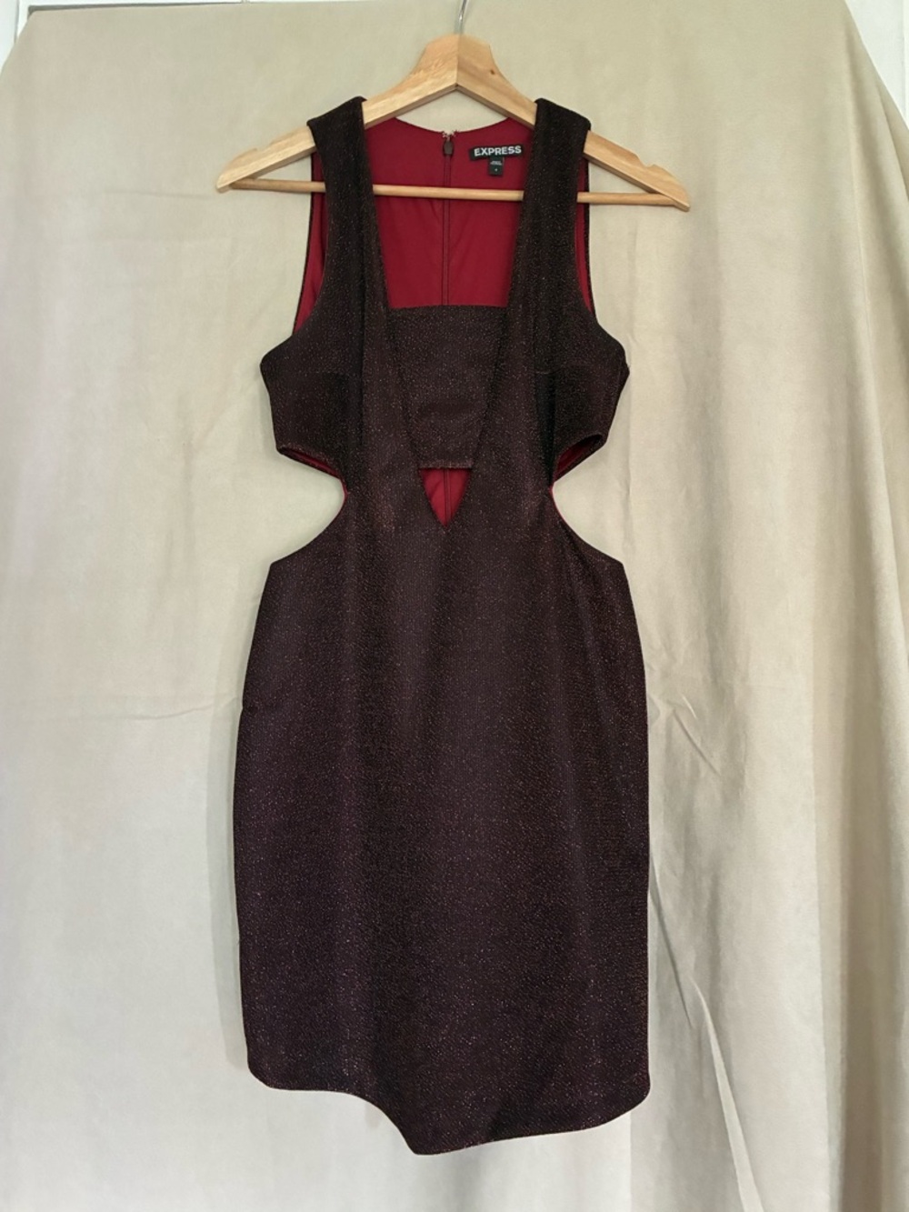 Express Brown Cutout Square-Neck Mini Dress - Picture 2 of 5
